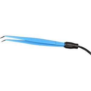 Bipolar forceps, angled, 180 mm, 1 mm, disposable