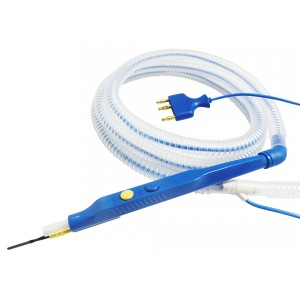 disposabel electrosurgical pencil with fume evacuation, telescopic suction tube, non- stick knife electrode, 5 m cable